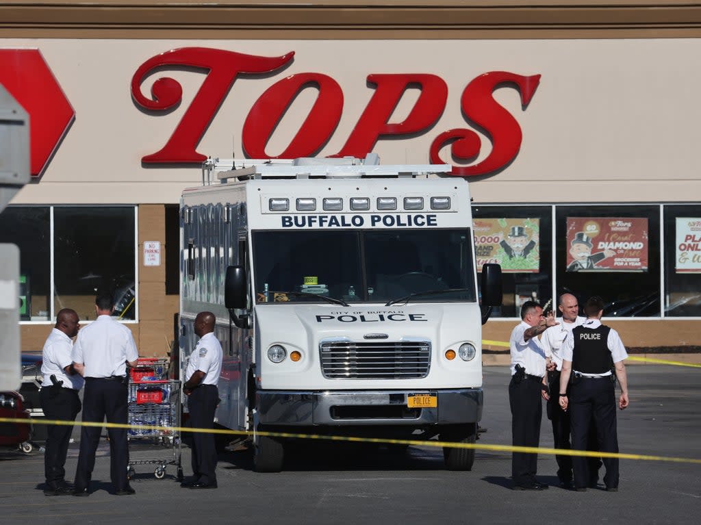 Police investigating the shooting at Tops Friendly Market in Buffalo, New York (Getty Images)