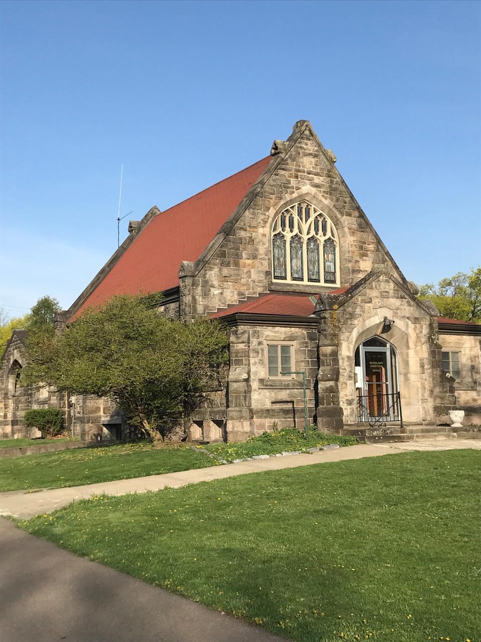 The mortuary chapel opened at Elmira’s Woodlawn Cemetery in 1907.