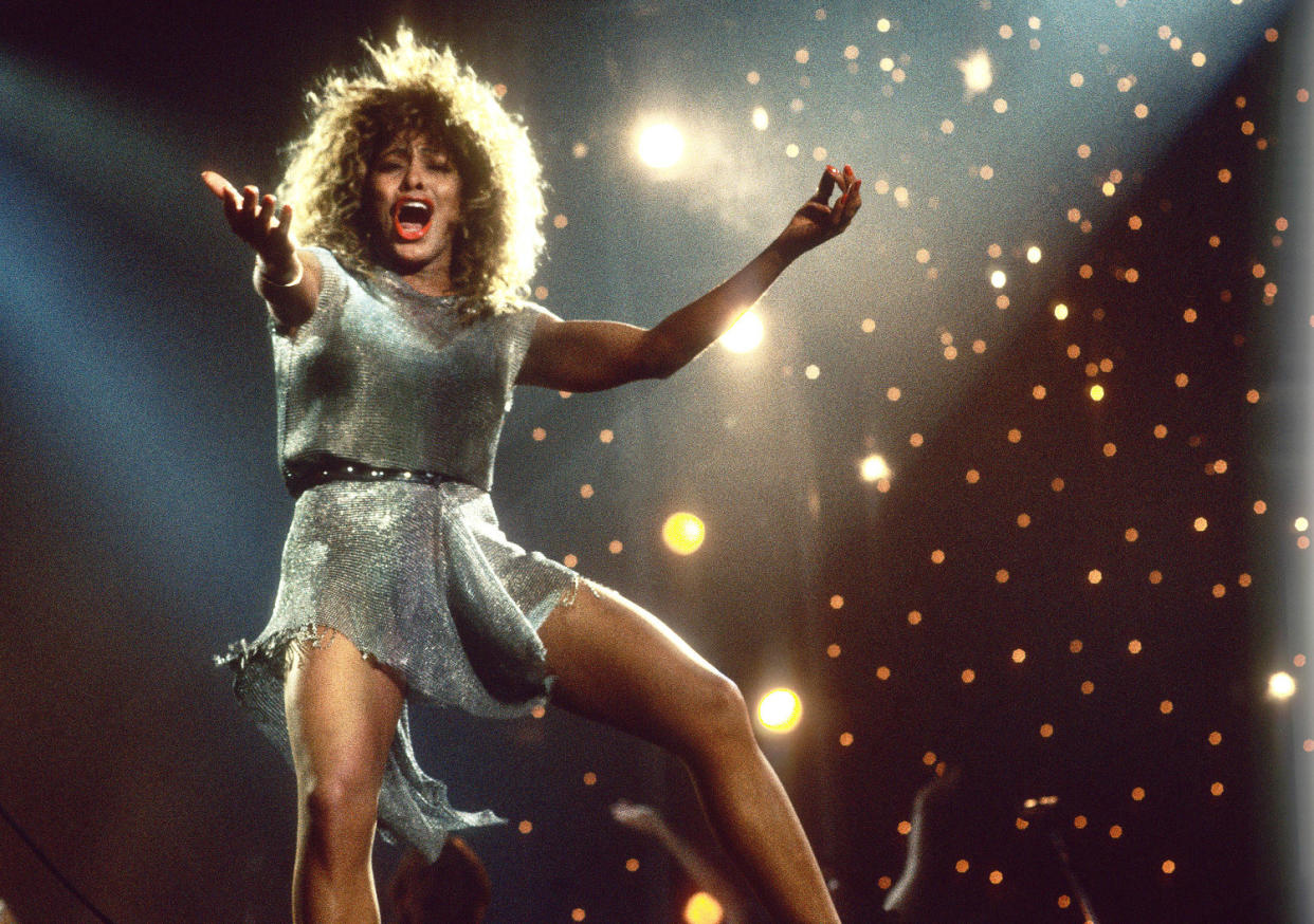 Tina Turner performs on stage at Ahoy, Rotterdam, Netherlands, 4th November 1990.  (Rob Verhorst / Redferns)