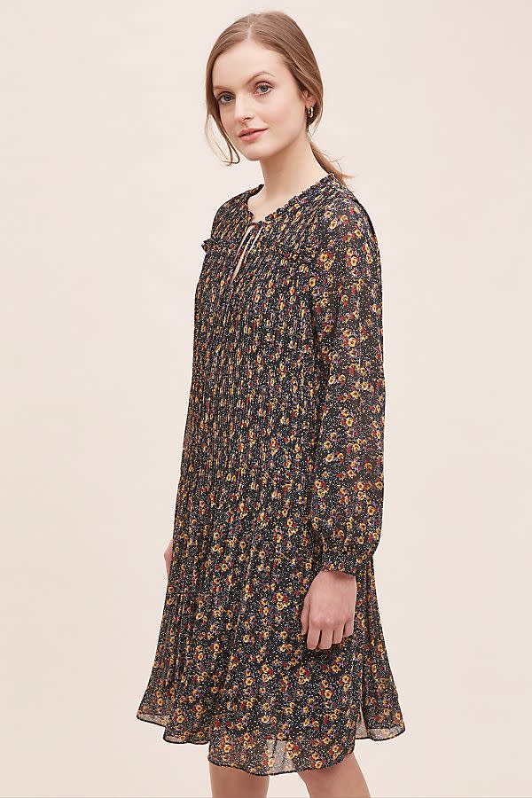 Joah Floral-Pleated Tunic Dress |