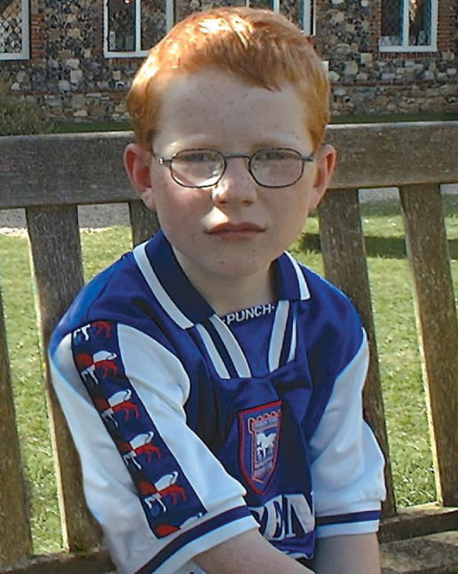 Ed Sheeran as a child in Ipswich colours