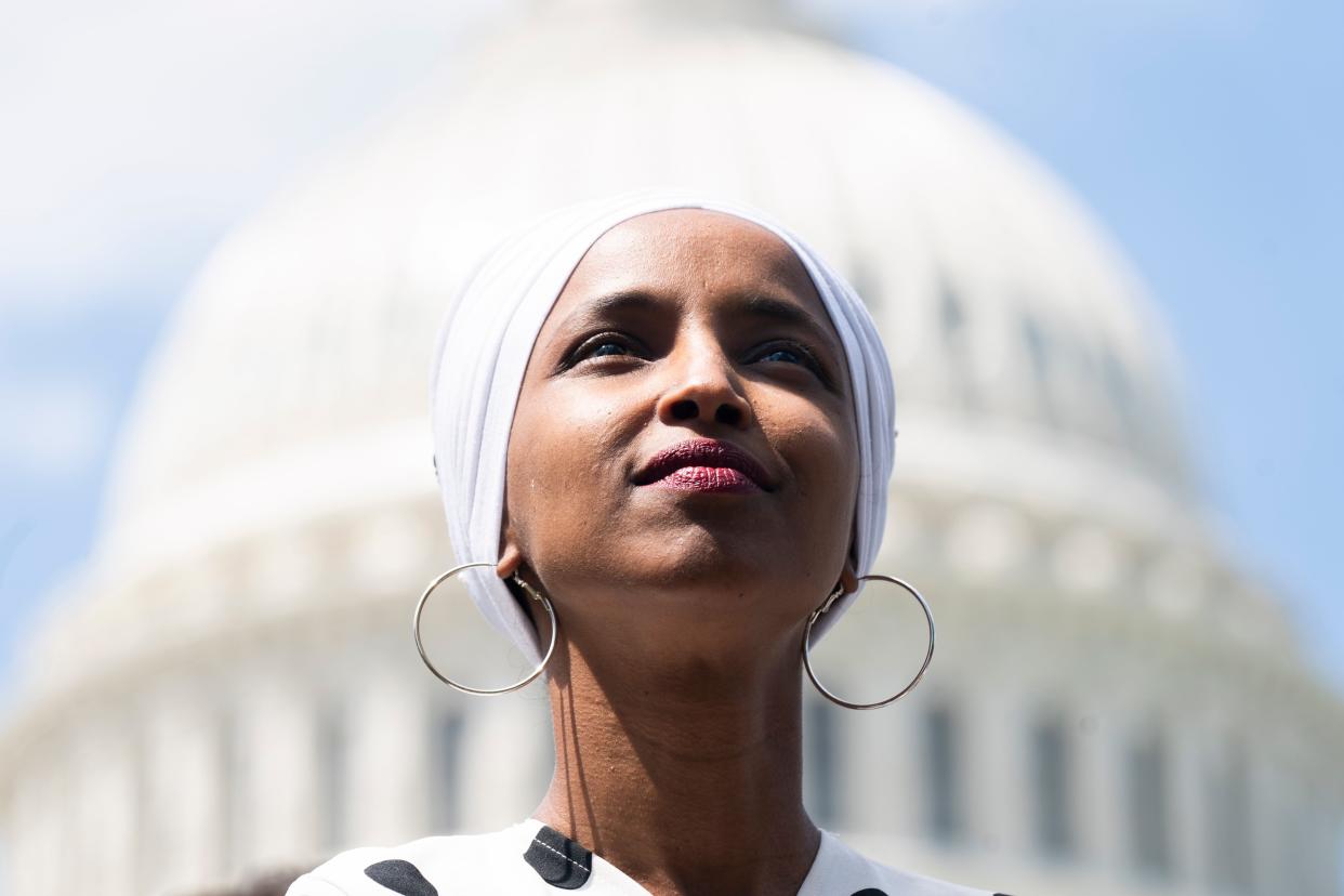 Minnesota congresswoman Ilhan Omar issued a clarification saying she was not making ‘a moral comparison between Hamas and the Taliban and the US and Israel' (EPA)
