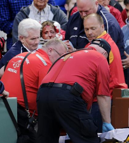Tonya Carpenter remains in a hospital after being hit in the head with a broken bat at a Red Sox game. (AP)