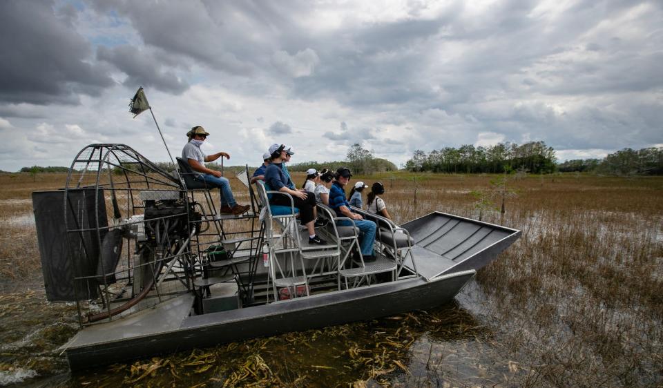 Members of the Everglades Foundation conducted a media tour on Friday, March 8, 2024, along a section of the Everglades just north of Tamiami Trail near the intersection with Shark Valley Loop Rd. During the tour foundation team members discussed current restoration efforts and water quality improvements.