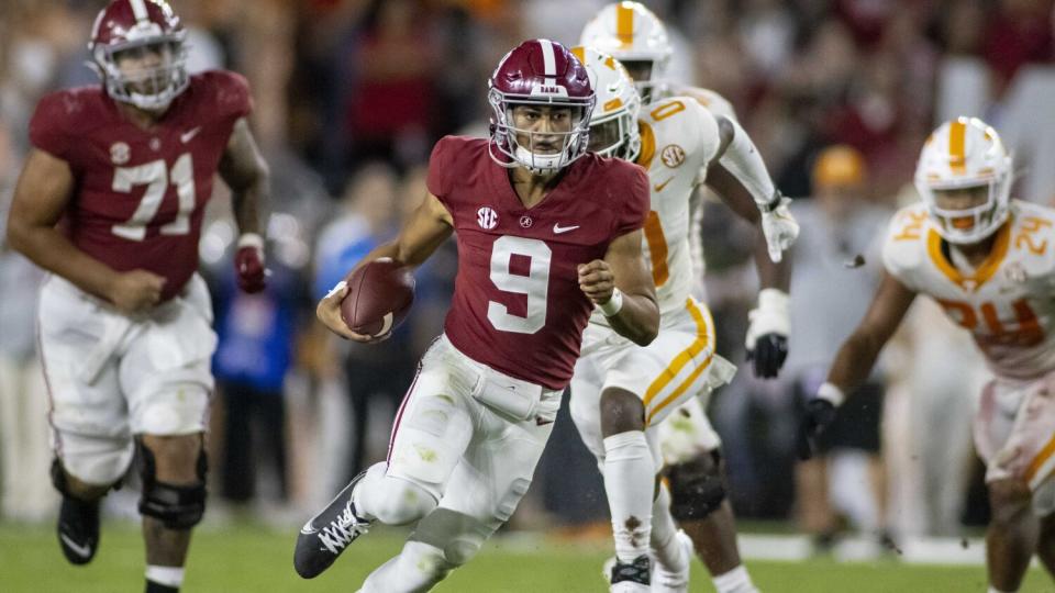 Alabama quarterback Bryce Young runs the ball against Tennessee on Oct. 23.