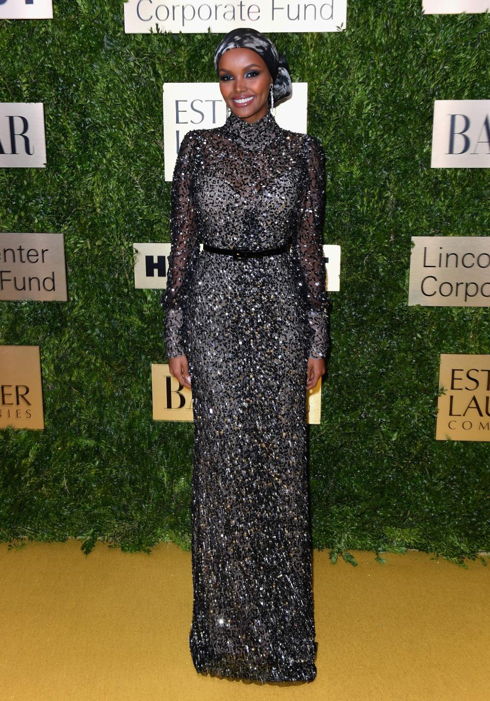 Halima Aden at the Lincoln Center corporate fund fashion gala in New York on Nov. 18.