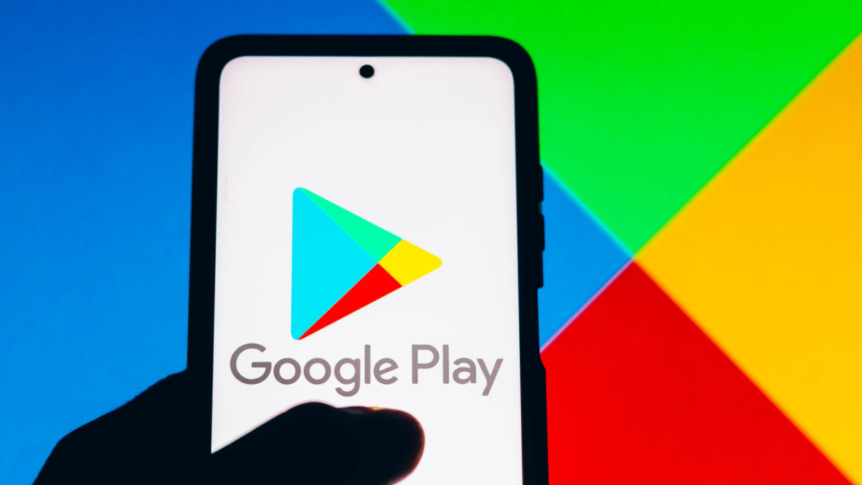  a smartphone with the google play logo on it 