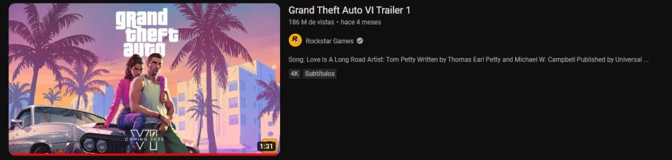 El primer trailer del juego de Rockstar Games hizo historia en YouTube