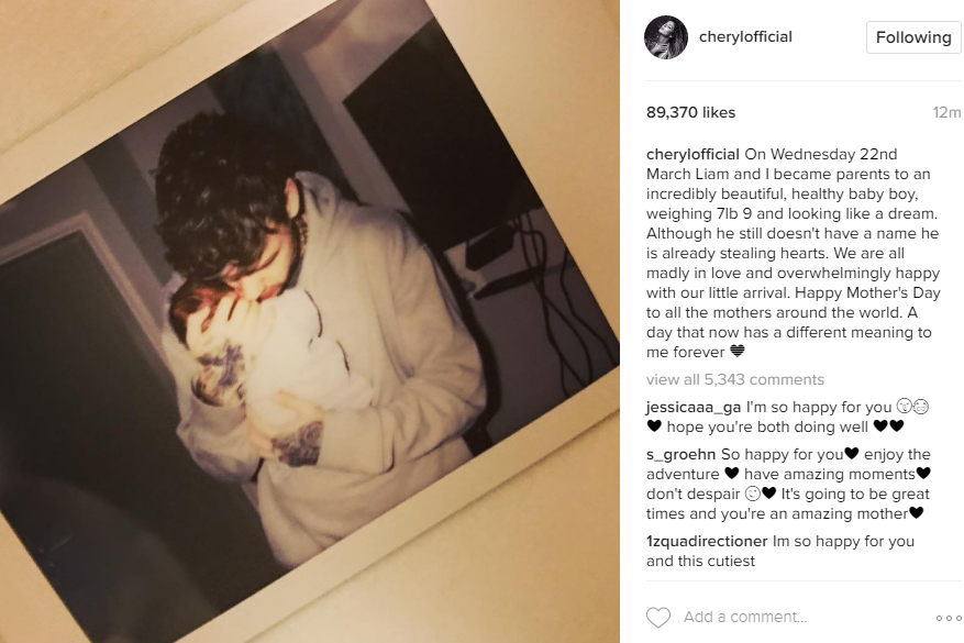 Celebrations: The former X-Factor judge announced her son's birth on Instagram