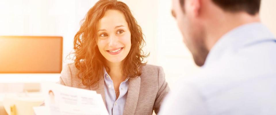 young woman at a job interview