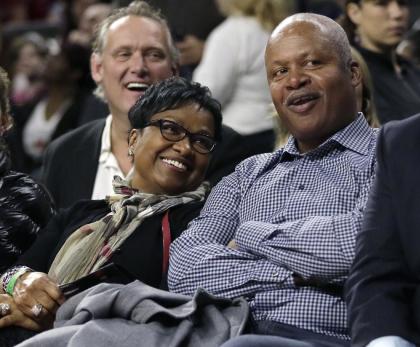 Jim Caldwell and his wife Cheryl take in a Pistons game. (AP)