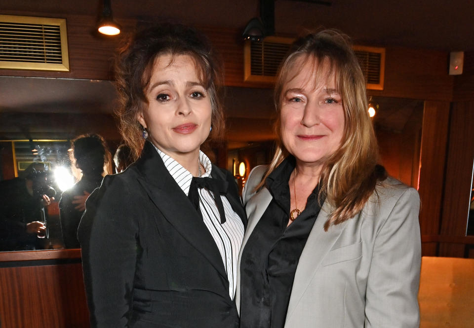 Helena Bonham Carter and Bianca Stigter attend a screening of "Three Minutes: A Lengthening" during the UK Jewish Film Festival at The Curzon Mayfair on November 12, 2022 in London, England