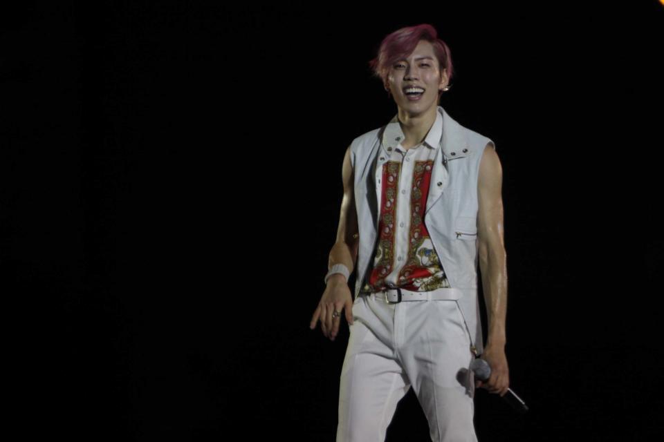 Kpop group "UKISS" performs for the crowd during the "Dream Kpop Fantasy Concert" held at the Mall of Asia grounds in Pasay city, south of Manila on 19 January 2013.  (George Calvelo/NPPA Images)