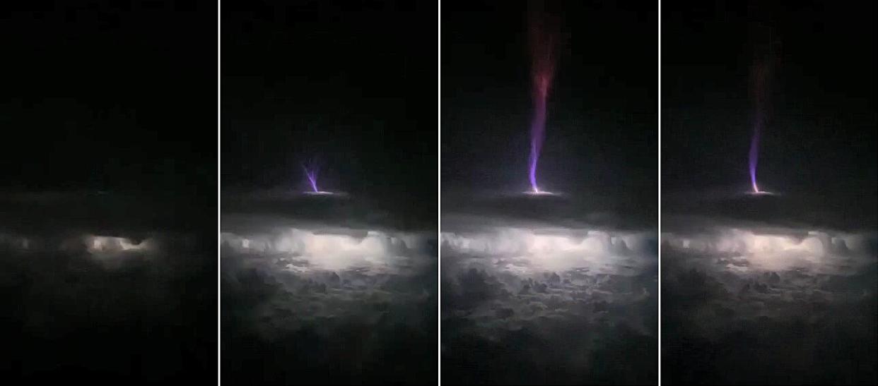 The 'gigantic jet' rose 50 miles into space from a thunderstorm (Chris Holmes)