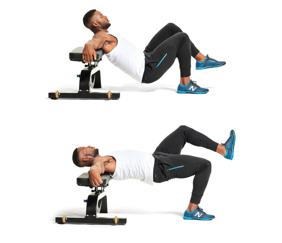 Single-leg hip thrust targets the hamstrings for total burnout.<p>James Michelfelder</p>