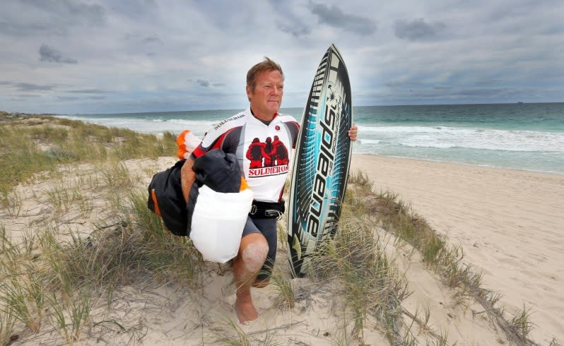 Kitesurfer Ian Young will kitesurf from Scarborough to Exmouth. Picture: Sharon Smith/The West Australian