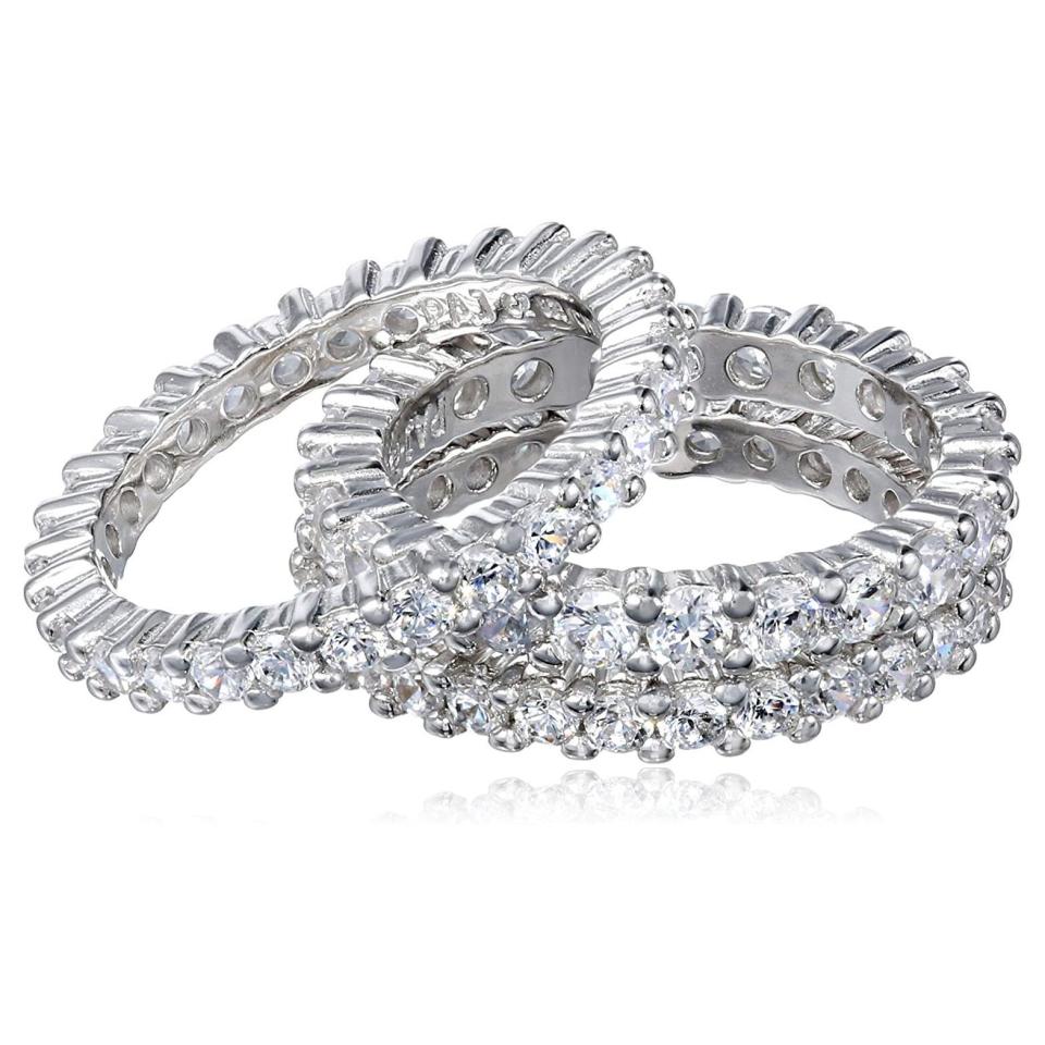 20) Sterling Silver Cubic Zirconia Stacking Ring Set