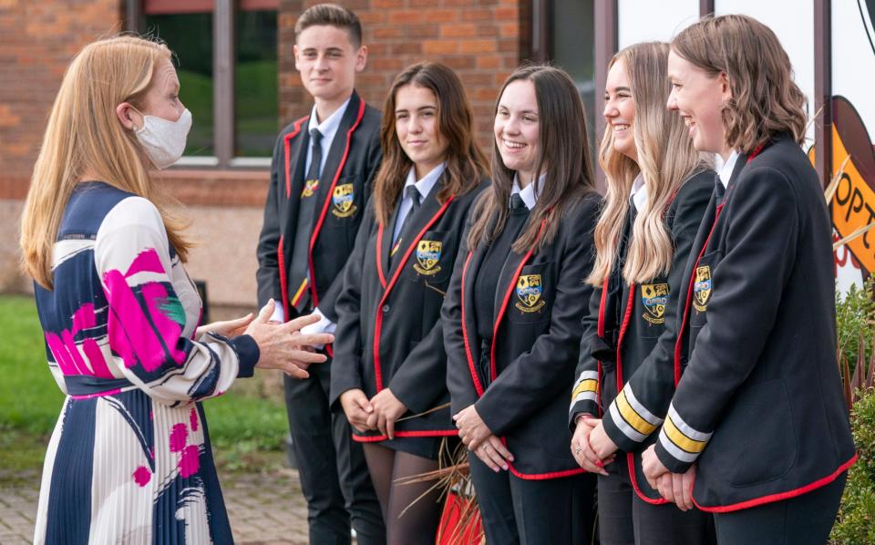 Shirley-Anne Somerville meets students during a visit to Lochgelly High School in Lochgelly, Fife, in the summer - Jane Barlow/PA Wire