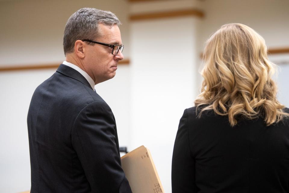 Joseph "Kade" Abbott's attorney Jonathan D. Cooper, left, in Blount County General Sessions Court in Maryville on Friday, Jan. 27, 2023.