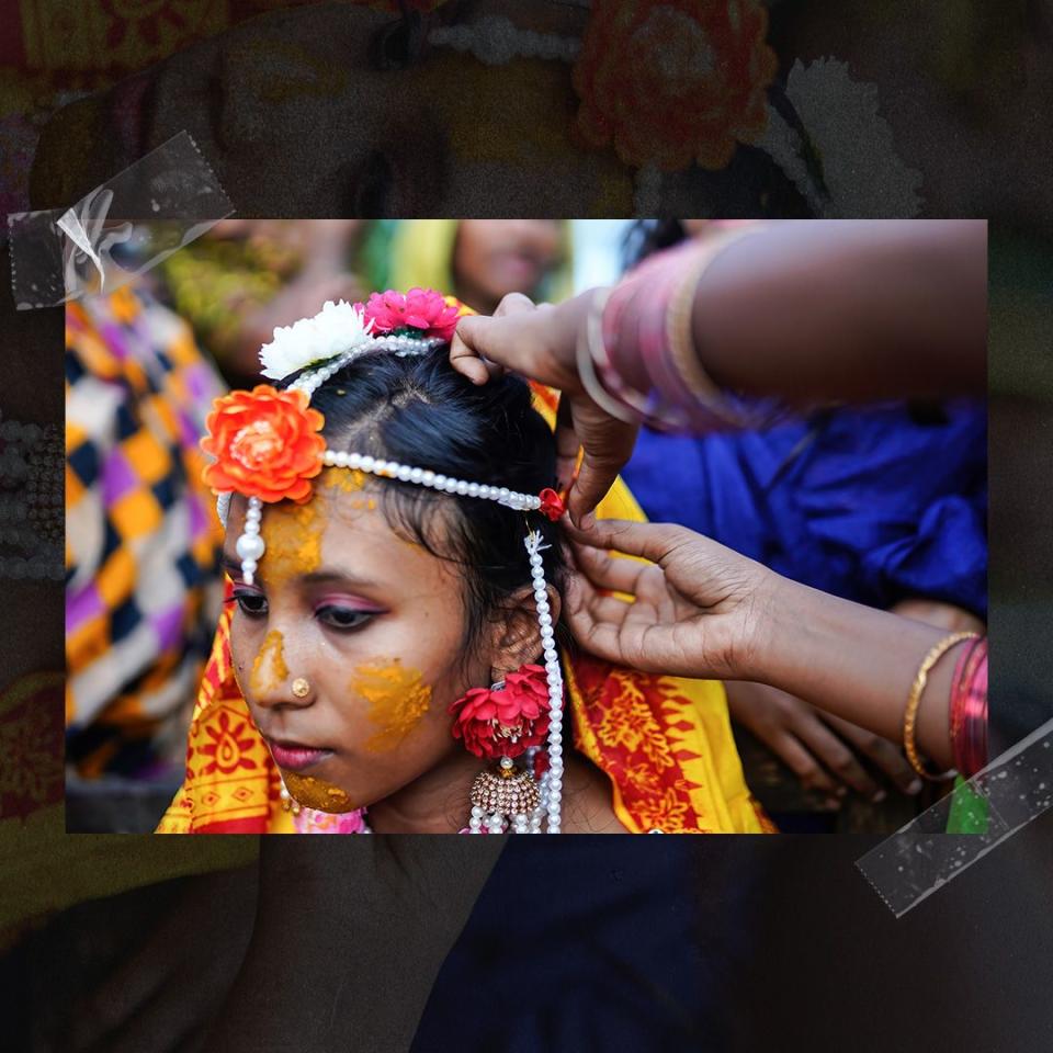 a person wearing a headdress