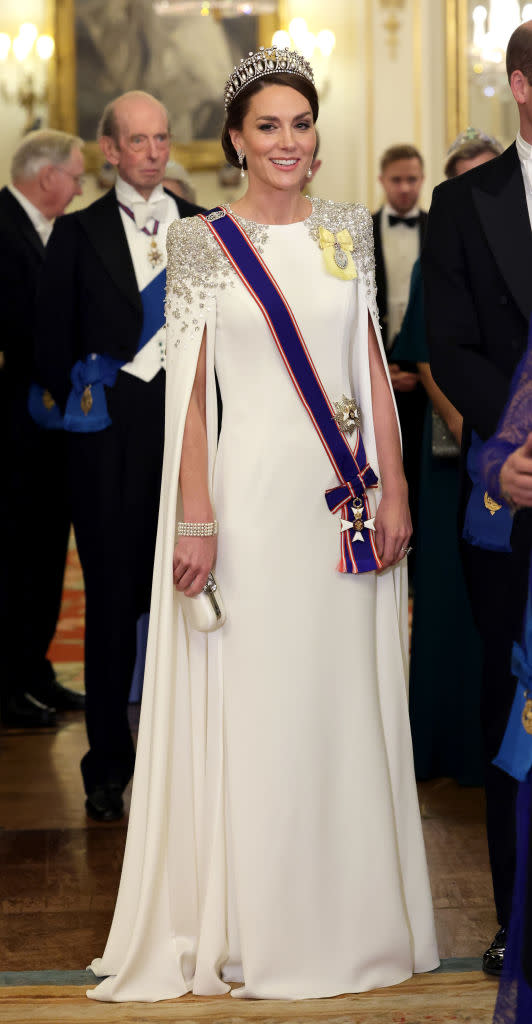 Catherine, Princess of Wales during the State Banquet at Buckingham Palace on November 22, 2022 in London, England. This is the first state visit hosted by the UK with King Charles III as monarch, and the first state visit here by a South African leader since 2010.