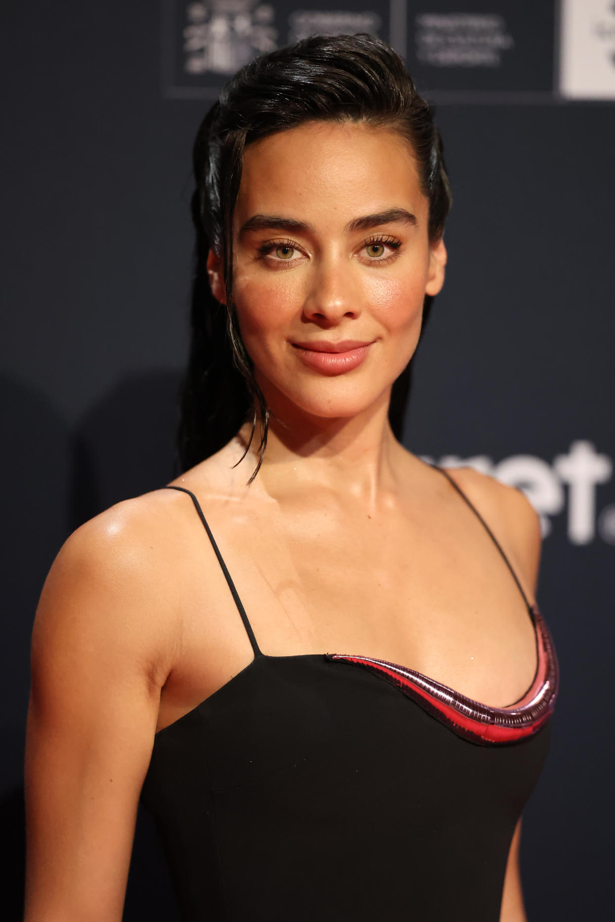 RIVIERA MAYA, MEXICO - APRIL 20: Esmeralda Pimentel poses during the red carpet for the 11th edition of Premios Platino at Xcaret on April 20, 2024 in Riviera Maya, Mexico.  (Photo by Hector Vivas/Getty Images)