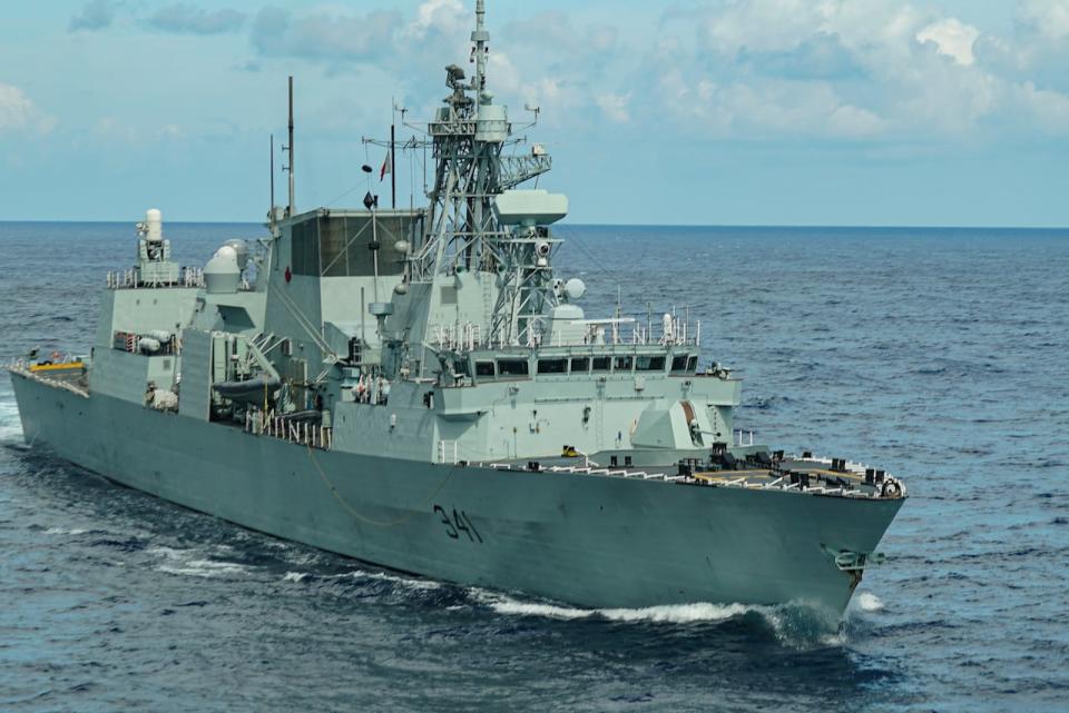 HMCS Ottawa in the East China Sea on a four-month deployment to the region, intended to exert freedom of movement for all ships in international waters. China claims some of these areas as its own.