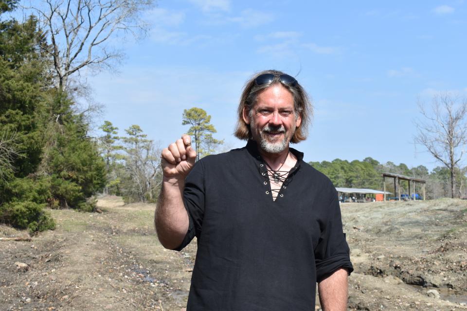 David Anderson with his 3.29-carat diamond found at Arkansas’s Crater of Diamonds State Park.