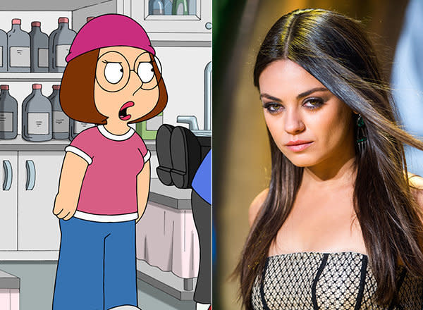 Mila Kunis provides the voice of Meg on "Family Guy." Lacey Chabert provided the voice of Meg in early seasons.