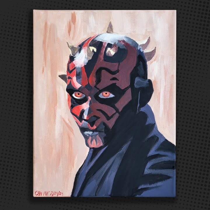 Art featured ain the “Star Wars Heroes & Villians” exhibit. <br>Darth Maul’s Entrance, Clarissa Hale (Utah Arts Alliance)