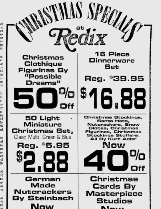 Longtime Wrightsville Beach store Redix promoting its Christmas specials from Dec. 7, 2004.