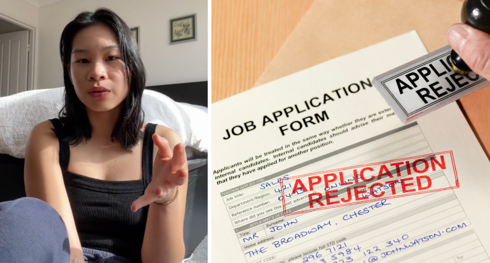 Zoe Lo next to job rejection application