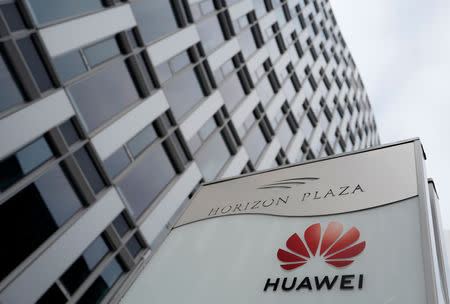 Logo of Huawei is seen in front of the local offices of Huawei in Warsaw, Poland January 11, 2019. REUTERS/Kacper Pempel
