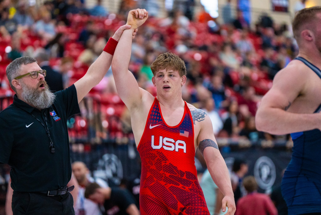Teays Valley graduate Camden McDanel won his second consecutive U20 freestyle title at 97 kilograms in the U.S. Open Wrestling Championships in Las Vegas on Saturday.