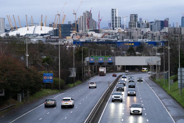 Traffic on the A102 in London 