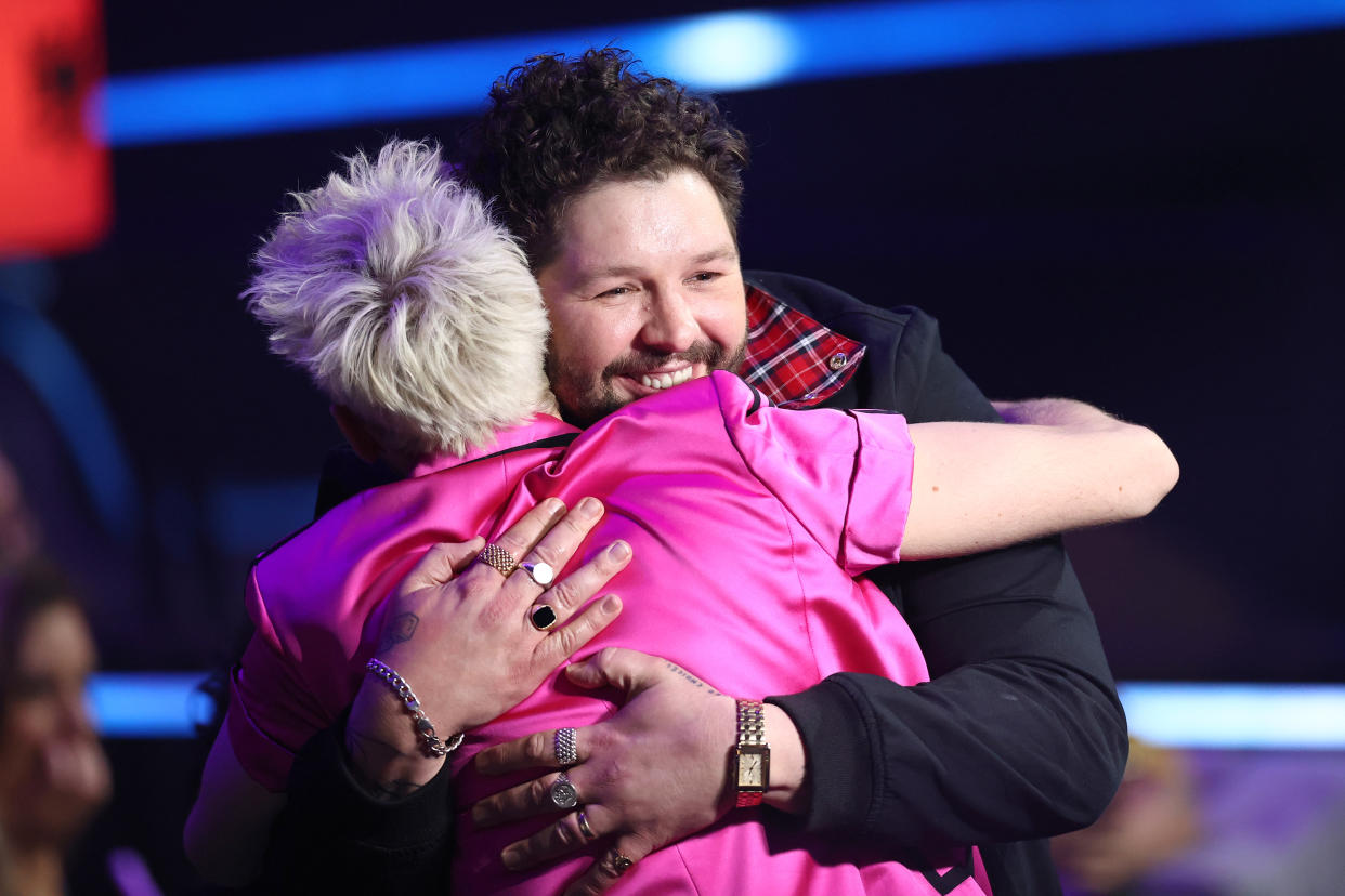 ROTTERDAM, NETHERLANDS - MAY 22: James Newman of United Kingdom reacts to receiving zero points during the 65th Eurovision Song Contest grand final held at Rotterdam Ahoy on May 22, 2021 in Rotterdam, Netherlands. (Photo by Dean Mouhtaropoulos/Getty Images)