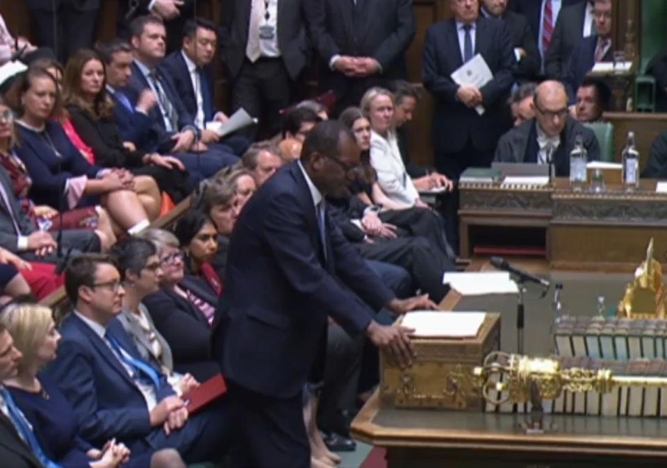 Chancellor of the Exchequer Kwasi Kwarteng delivers his financial statement in the House of Commons (House of Commons/PA) (PA Wire)