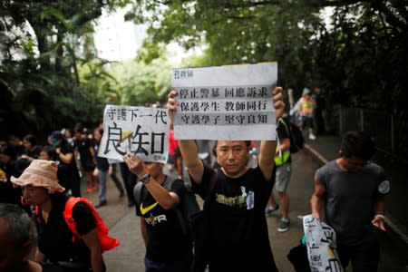 Teachers protest against the extradition bill in Hong Kong