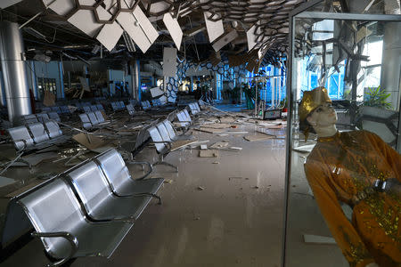 A view inside the damaged Mutiara Sis Al Jufri Airport in Palu, Central Sulawesi, Indonesia, October 1, 2018. REUTERS/Athit Perawongmetha