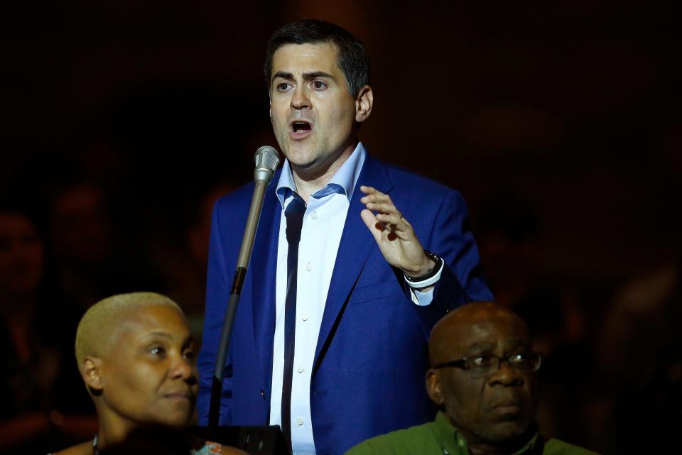 FILE - In this Wednesday, June 14, 2017 file photo, Russell Moore, president of the Ethics & Religious Liberty Commission, speaks at the Southern Baptist Convention annual meeting in Phoenix.