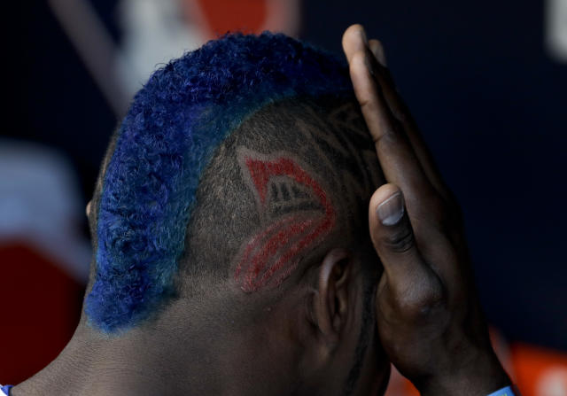 Yasiel Puig Busts Out Blue Hair for World Series