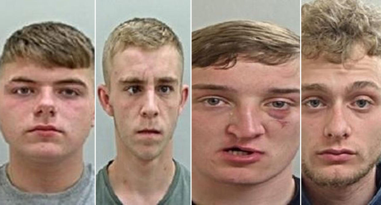 Left to right, the four gang members who received prison sentences - Joshua Penney, Dylan Quayle, Jason Booth, and Philip Sharrock. (Lancashire Police)