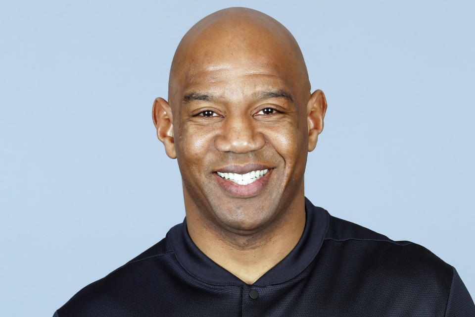 FILE - This is a 2019 photo of Charles London of the Chicago Bears NFL football team. The Tennessee Titans added Charles London as passing game coordinator, to replace Tim Kelly, who was promoted to offensive coordinator. (AP Photo/File)