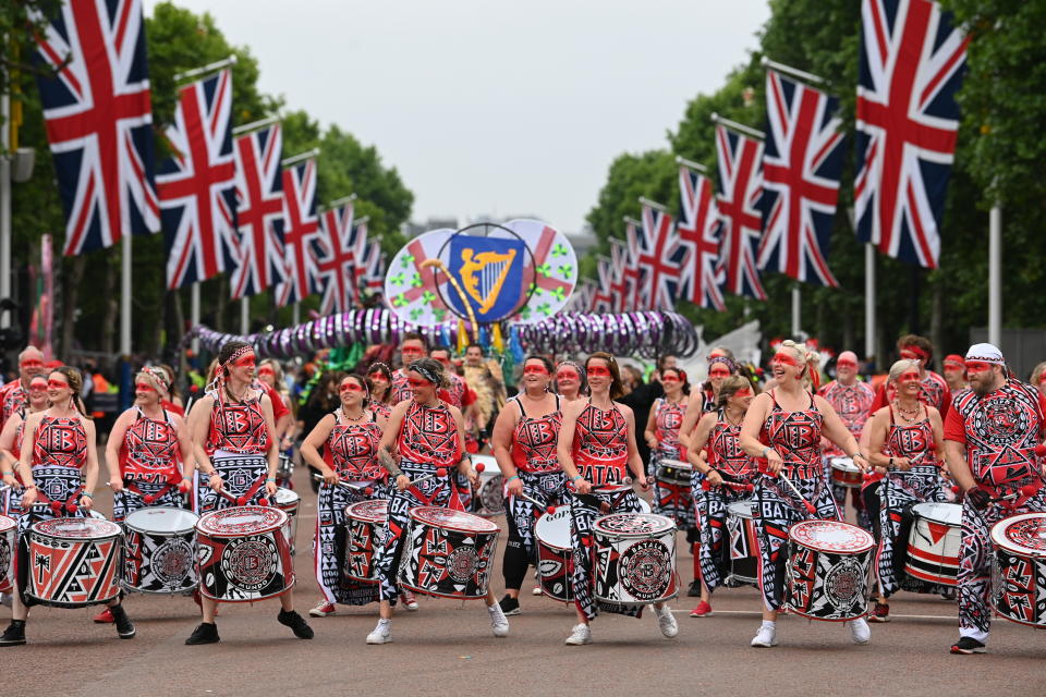 EDITORIAL USE ONLY Dancers during the Platinum Jubilee Pageant in front of Buckingham Palace, London, on day four of the Platinum Jubilee celebrations for Queen Elizabeth II. Picture date: Sunday June 5, 2022.