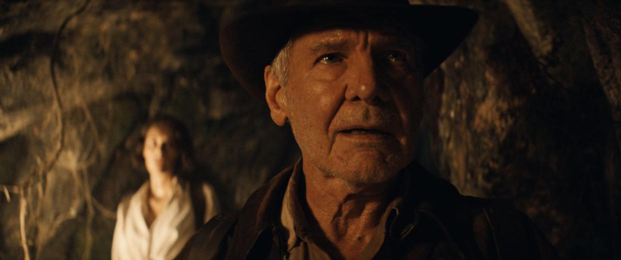 l r helena phoebe waller bridge and indiana jones harrison ford in lucasfilm's indiana jones and the dial of destiny ©2023 lucasfilm ltd tm all rights reserved