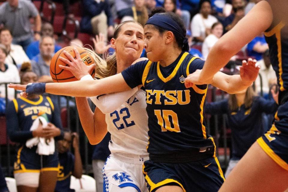 Maddie Scherr (22) contributed 14 points, five rebounds, three assists and a steal before fouling out.