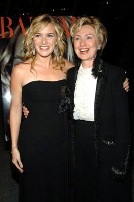 Kate Winslet and Senator Hillary Clinton at the New York premiere of Miramax Films' Finding Neverland
