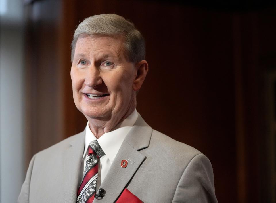 Ohio State president Ted Carter held his first State of the University address Thursday in a theater at the Ohio Union.