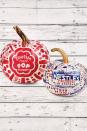 <p>Give your pumpkins a sweet makeover by adorning them with candy wrappers this Halloween. Print copies of your favorite candy labels from Pinterest and cut them into 1-inch strips. Attach the labels to the pumpkins with Mod Podge. </p><p><a class="link " href="https://www.amazon.com/Mod-Podge-Waterbase-8-Ounce-CS11301/dp/B000HWY6EM/?tag=syn-yahoo-20&ascsubtag=%5Bartid%7C10055.g.1714%5Bsrc%7Cyahoo-us" rel="nofollow noopener" target="_blank" data-ylk="slk:SHOP MOD PODGE;elm:context_link;itc:0;sec:content-canvas">SHOP MOD PODGE</a></p>