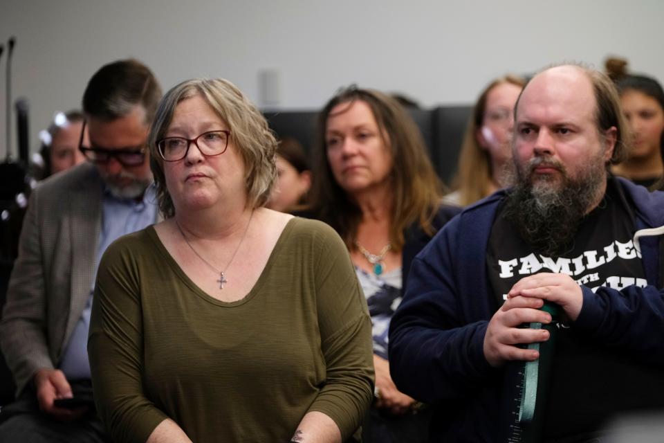 Insight School supporters listen to speakers Wednesday during an Oklahoma State Board of Education public hearing.